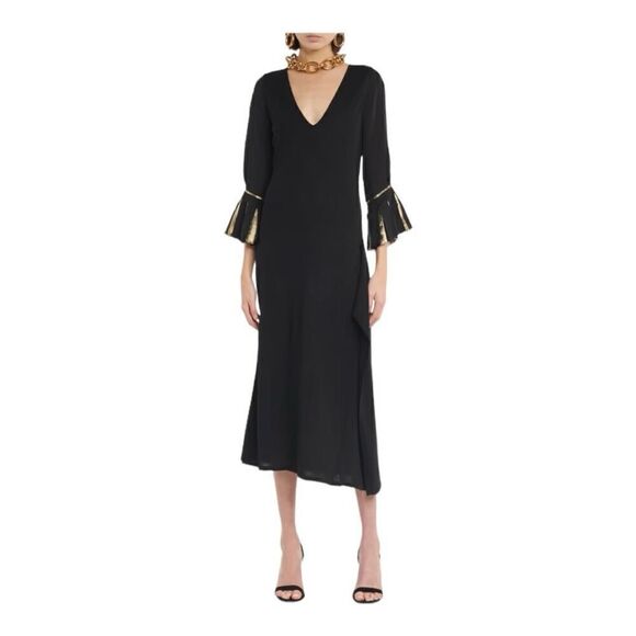 Roland Mouret Loligo Black Wool Midi Dress Size Medium (8) - Picture 1 of 12